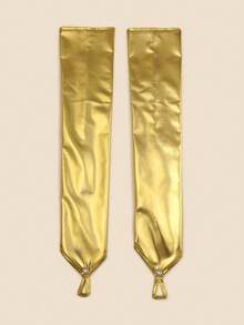 1 Pair Solid Color Rhinestone PU Leather Long Gloves, Suitable For Performance, COS, Holiday Costumes, Musical Theater, Punk/Y2K Style