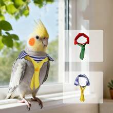 1件可爱条纹蝴蝶结鹦鹉项圈宠物可调节领带，适合派对、婚礼、节日和聚会礼物