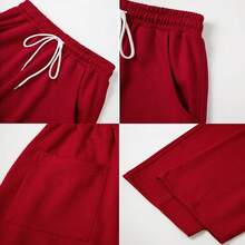 WZIKAI Men's Baggy Sweatpants Elastic Waist Drawstring Wide Leg Sweatpants Casual Loose Baggy Joggers With Pockets{"Size_name":"XX-Large","Color_name":"Red"} - 紅色 - 查看 4
