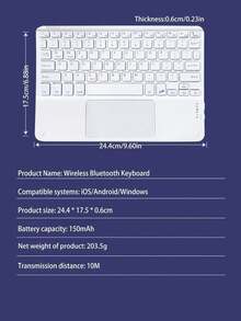 AKKHOO Tastiera senza fili con touchpad, ricaricabile, mini tastiera compatibile con iPad e tablet