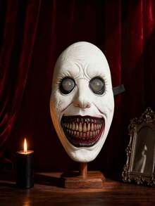 1 pièce Masque de tête de diable souriant, nouveau masque en plastique d'horreur transfrontalier pour Halloween - Multicolore - Voir 3