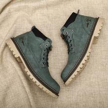 Men's Leather Chukka Boots | Lace-Up Ankle Boots For Men | Casual Comfort Boots - màu xanh lá - Xem 5