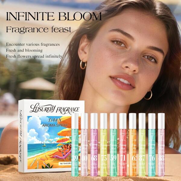 10pcs Fragrance Fragrance Set, Mini Fragrance Gift Set For Women And Men, 72-Hour Long Lasting Floral Scent, Variety Of Fragrance Types, Pocket Fragrance For Travel, Long Trips, Sports, Perfect Gift For Birthday, Mother's Day, High Quality For Bedroom, Christmas Party, Date, Living Room, Bathroom, Travel And Home Use