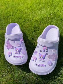 14 Peças Encantos de Sapato Fofos Roxos Kuromi, Borboleta, Estrela, Rosa, Letra, Balão de Ar Quente, Acessórios Multifuncionais de Clipes de Sapato para Sandálias, Chinelos, Bolsas de Praia de Mulheres, Ideal para Presentes de Férias e Festa de Aniversário