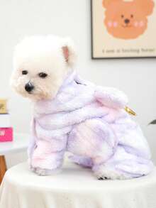 1 szt. Pies Kot Szczęśliwy Szczeniak Mały Pies Teddy Pomeranian Uroczy Swobodny Wygodny Akcesorium Uroczy Ręcznik Kąpielowy z Kreskówką - Fioletowy Kucyk