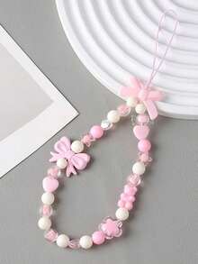 Laccetto rosa con fiocco, cinturino per telefono, cinturino da polso, portachiavi braccialetto adatto per tutte le custodie per telefono, braccialetto portachiavi adatto per la serie , accessori da ragazza in corda