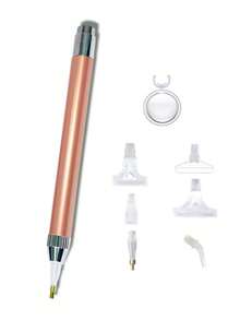 Glowing Diamond Brush With Magnifying Glass And 5 Shapes Of Pen Tips, Multi-Function DIY Hand Tools, Ergonomic Grip Design, Plastic/Aluminum Alloy Material, A Variety Of Colors To Choose From