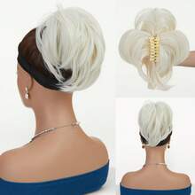Bendable Metals Messy Bun Hair Piece Wavy Curly Fake Hairpieces Claw Clip Short Ponytail Hair Extensions - Nhiều màu - Xem 14