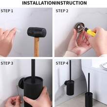Wall-Mounted And Freestanding Dual-Use Toilet Brush Set With Long Handle For Bathroom Toilet Cleaning, Elevating The Hygiene And Elegance Of Your Bathroom. - màu đen - Xem 8