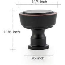 Ravinte Juego de 5 pomos redondos de bronce aceitado para clóset de cocina de un solo agujero accesorios para armarios de cocina - Bronce frotado con aceite - Ver 3