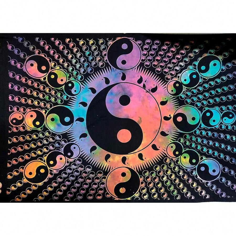 ICC Small Color Yin Yang Poster Tapestry Decoration Wall Decor Hanging Art Gift Tapestry  Wall Hanging Hippie Hippy Dorm Decor Bohemian College Dorm (Black)-420 - FLack - View 1