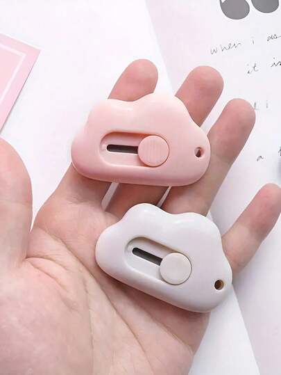 3pcs Cloud-Shaped Paper Cutter Set, Practical Retractable Utility Knife Envelope Cutter, Portable Cloud-Shaped Paper Box Cutter With Keyhole