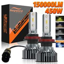 Heyword 2 件 H7 LED Canbus 汽车大灯超级 HB4 H11 H4 H1 9012 HB3 9005 9006 灯泡，适用于 6000K、3000K、4300K、8000K 汽车灯