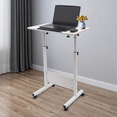 Portable Laptop Desk, Rolling Computer Stand With Adjustable Height, Mobile Stand Up Rolling Desk With Wheels, Muliti-Use Table For Home Office, Portable Standing Table On Wheels For Walking Pad