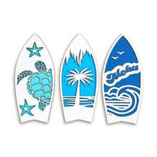 Wood's House Kit 3 Pranchas Decorativas Praianas em MDF e Relevo 3D para Sala Quarto Escritório Mar