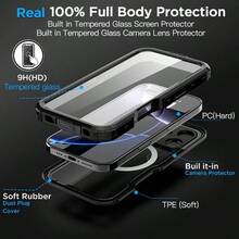 Funda Impermeable para 16 Pro con, Resistente a la Nieve, al Polvo y a los Golpes, certificacin IP68, proteccin Corporal Real de 360 u200Bu200BGrados, Totalmente sellada bajo el Agua - Negro con Magsafe_03 + iphone 16 Pro Max - Ver 6