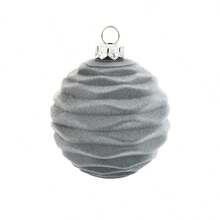 16Pcs Christmas Ball Ornaments Set Flocking Balls Tree Hanging Decor For Home Holiday Party - Grey - View 5
