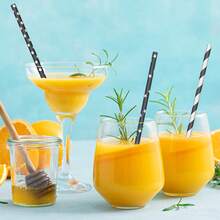 [100 Pack] Mixed Black Patterned Paper Straw, Disposable Straw, Suitable For Birthdays, Coffee, Cocktails, Lemonade, Beverages, Bars, Restaurants, DIY Decoration, Party Supplies, Weddings, New Year's, Bride/Baby Baptism, Halloween, Christmas Decoration