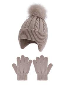 1 Set (1 Hat + 1 Pair Gloves) Kids Knitted Beanie Hat And Gloves Set, Autumn/Winter - 1PC - View 17
