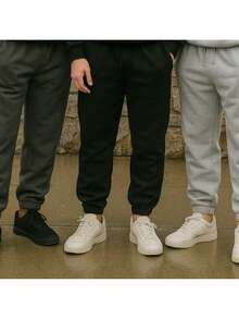 Kit Of 3 Thick Men's Sweatpants – Comfort And Style With Cuff And Elastic Waistband - 藍白色 - 查看 10
