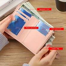 Women's Fashion Wallet - New Solid Color Card Holder Thin Style - Multiple Card Slots For Credit Cards - ID Card Holder, (4 Colors Available) - Rose Red - View 4