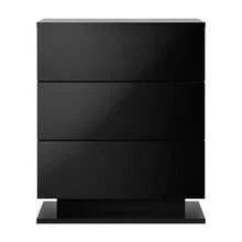SUN YEE Bedside Table Nightstand Cabinet 3 Drawers Side Table Furniture - Black - View 4