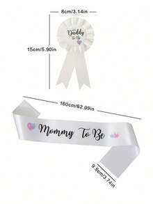 Perfect White "Mom To Be" Sash - Enjoy Your Baby Shower,White Baby Shower Sash, Mommy To Be Sash And Daddy To Be Badge, Baby Shower Party Decorations,Gender Reveal Decorations,Party Supplies,Baby Shower Party Favors (White) - Multicolor - View 5