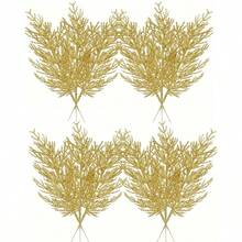 20pcs/12pcs/1pc-Christmas Glitter Needles Christmas Glitter Pine Needles Christmas Custom And Hanging Faux Pine Leaf Cedar Stems Christmas Leaf Stems Diy Crafts Garland Home Decoration, Golden Christmas Decoration, Gold Sequins Faux Pine Needles Artificial Christmas Skewers Tree Sticks Tabletop Custom Stand Christmas Tree Wreath Wedding Bouquet Winter Holiday Holiday Decoration