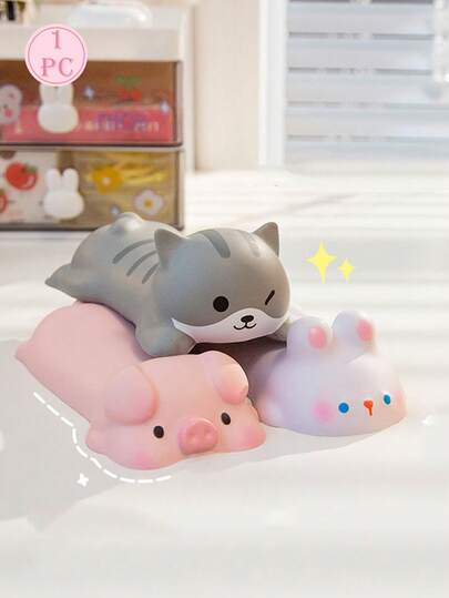 1pc Cute Pig, Cat, Rabbit Stress Relief Mouse Pad With Wrist Rest, Adorable Cartoon Office Wrist Pad, Keyboard Hand Pillow