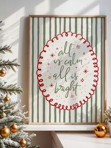 1 pieza Impresión de arte de pared navideño minimalista sin marco, decoración festiva de fiesta de vacaciones con textura de rayas verdes, impresión de decoración del hogar moderna para sala de estar, dormitorio, dormitorio universitario, póster de rayas abstractas de estilo vintage, mejor opción de regalo, decoración de habitación, artículos esenciales para dormitorio universitario - Multicolor - Ver 4