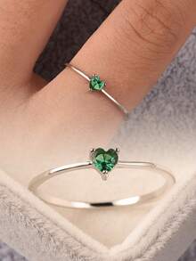 1pc Emerald Green Ring For Women S925 Sterling Silver Eternity Ring Glamorous Fine Jewelry Gift