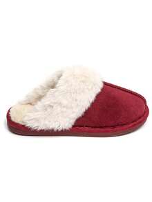 Winter Casual Versatile Simple Thermal Lined Warm House Slippers - Burgundy - View 3