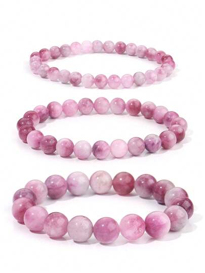 1pc Multicolour Tourmaline Beaded Bracelet For Women Men Plum Tourmaline Jade Love,Prosperity And Good Luck Crystals Partys Jewelry Gifts UNISEX