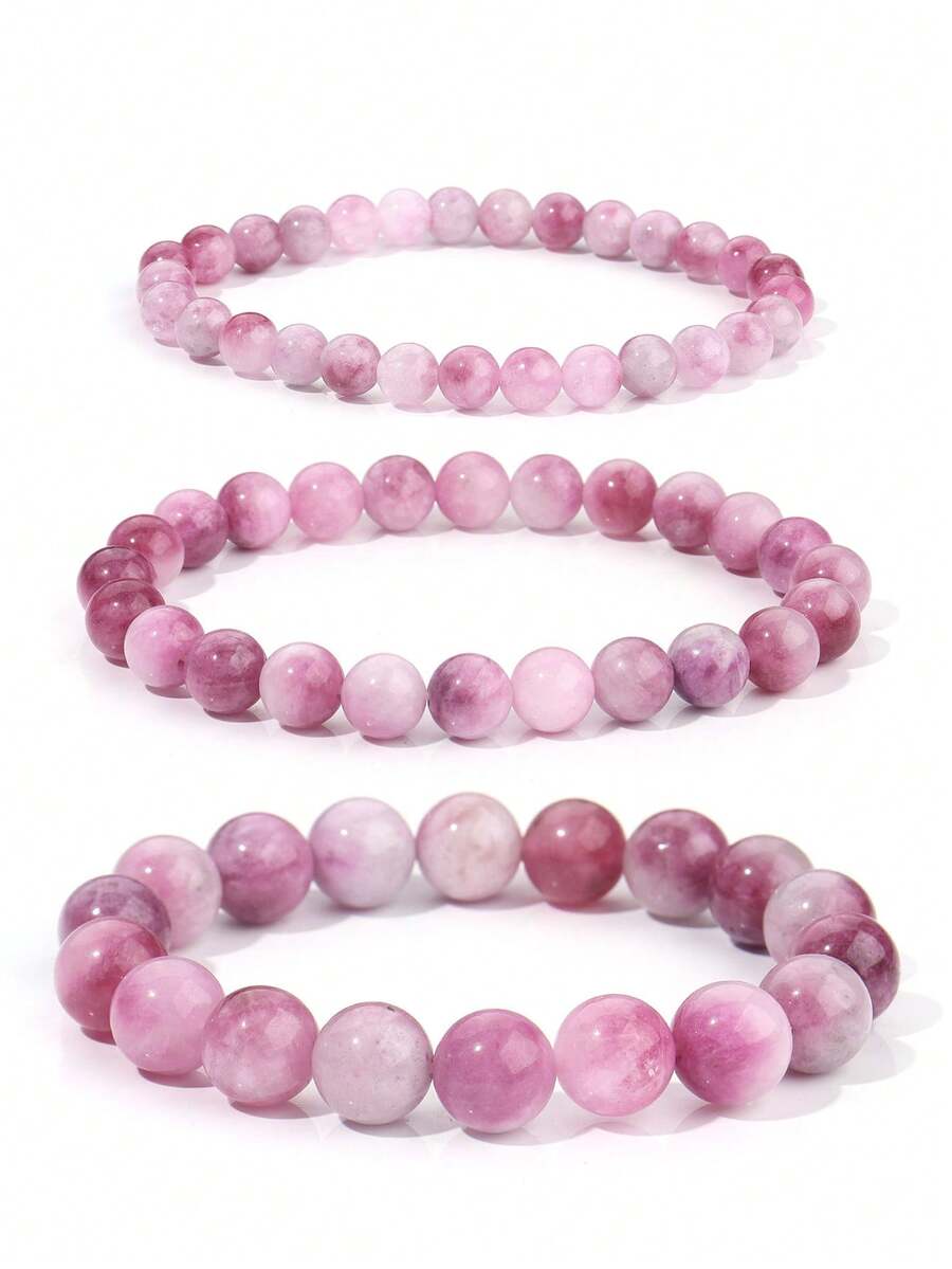 1pc Multicolour Tourmaline Beaded Bracelet For Women Men Plum Tourmaline Jade Love,Prosperity And Good Luck Crystals Partys Jewelry Gifts UNISEX - Multicolor - View 1