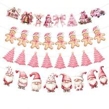9-Piece Set Of 3D Pink Santa Claus And Gingerbread Man Honeycomb Ornaments - Super Cute, Snowman, Santa Claus, Reindeer, Christmas Tree Shaped Ornaments - Universal Table Decorations For Christmas, Holidays, And Birthday Parties