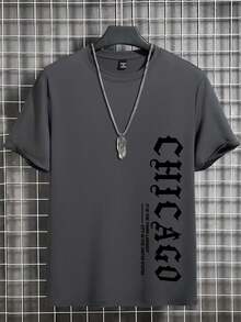 Camiseta Hombre Manga Corta Cuello Redondo Estampado Letras Casual Verano Camisetas Vintage Transpirable Ligera Moda Urbana 2023 - Gris plomo - Ver 1