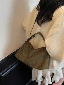 1 件女士新款新月手提包，时尚简约绒面革托特包，适合秋冬约会、送礼、通勤、购物