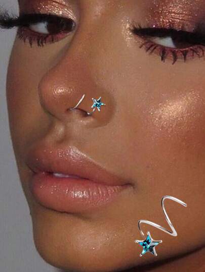 1 Piece S925 Sterling Silver Nose Ring With Unique Rotating Star Design, A Unique Korean-Style Retro Nose Ring, Suitable For Girls' Daily Wear And An Excellent Gift For Girlfriends, Mothers And Sisters.