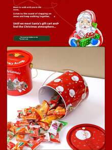 1pc Santa Claus, Snowman, Reindeer Candy Tin Bucket, Christmas Gift, Cookies, Snacks, Toys Storage, Christmas Children Gift Packaging