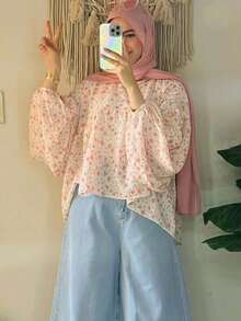 Women's Fashionable Minimalist Printed Blouse, Suitable For Autumn And Spring Seasons