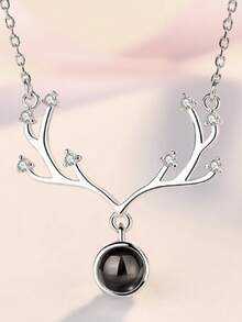 Collana con pendente in argento sterling 925 con zirconia, adatta per indossare a Natale, per uso quotidiano e come regalo - Bianco - Visualizzare 2