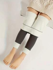 Christmas  Halloween    Fashionable    Warming  Soft    Fabric    Winter    Winter Fleece-Lined Thermal Pants Fleece-Lined Yoga - Xám - Xem 5