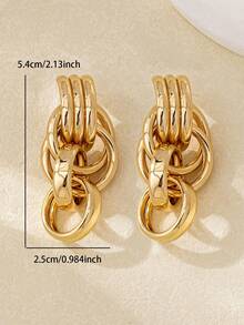 2pcs/Set Fashionable & Elegant Geometric Circle Twist Knot Design Dangle Earrings For Women
