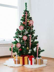 4 pièces Ensemble d'ornements de sucette et de canne de bonbon de Noël, ornements de bonbon acrylique rouge et blanc de Noël, ornements de bonbon d'arbre de Noël pour la décoration de fête d'hiver, d'anniversaire et de mariage de Noël