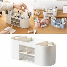 Organizador de escritorio de oficina con 3 cajones de almacenamiento, multiusos, bolgrafos, cosmticos, herramientas de maquillaje, contenedor para bolgrafos - Baijia Transparente D - Ver 3