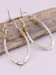 Hoa tai bằng đồng rèn thủ công, Hoa tai bằng đồng rèn thủ công, Mặt dây chuyền hoa tai bằng bạc có họa tiết, Hoa tai thủ công - Kiểu-3 - Xem 2