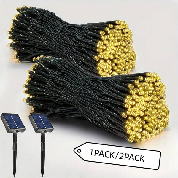 1 عبوة/2 عبوة. أضواء سلسلة شمسية، 8 أوضاع تحكم، أضواء وميضية كالسماء النجمية، ديكور خيمة للتخييم الخارجي، أضواء احتفالية للحديقة والشرفة، ديكور شجرة عيد الميلاد، أضواء حفل زفاف وعيد ميلاد، ديكور حفلات، أضواء جو، بلاستيك، معلقة، تعمل بالطاقة الشمسية