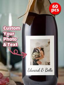 1-60pcs Personalized Bottle Labels, Custom Newspaper Photo Stickers, Bottle Labels With Photos, Champagne Labels, Whiskey Labels, Tequila Labels - Suitable For Engagement, Anniversary - Multicolor - View 22