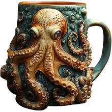 Cthulhu - Inspired Tankard u2013 3D OctopusKraken Beer Mug, Medieval Drinkware Bar, Home, or Game Night, Gothic Fantasy Collector Men - Color C + 12*10*12cm - Ver 2