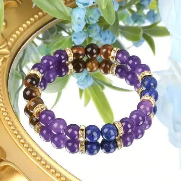 [Tiger Auge Schmuck] Goldfarbener 8mm handgefertigter Tiger & Katzenauge Stein Perlenarmband - fördert Fokus, Klarheit & Entschlossenheit, perfekt für Entspannung & Lässig Tragen, Tiger Auge Schmuck